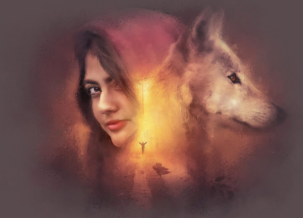 Calla and a wolf