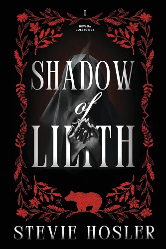 book cover of shadow of lilith with black and red designs and a set of creepty vampire hands